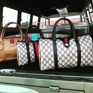 Gucci Leather Web Boston Bag